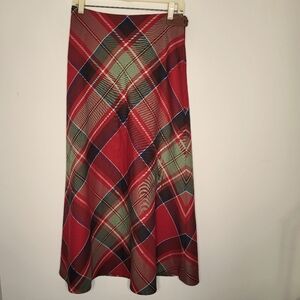 Lauren Ralph Lauren Red Blue Green Vintage Tartan Plaid Maxi Skirt Size 6 EUC